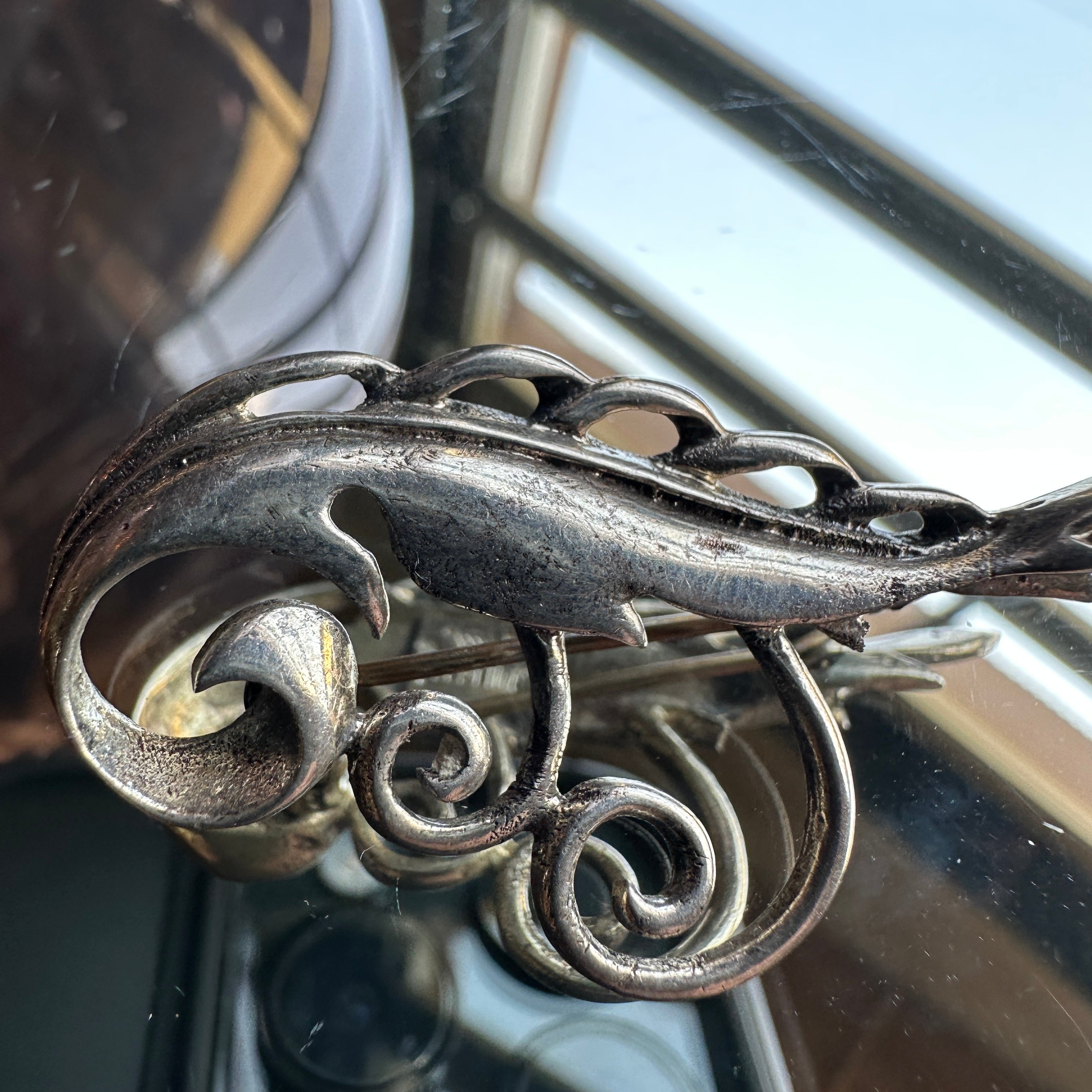 vintage sterling silver signed lang brooch