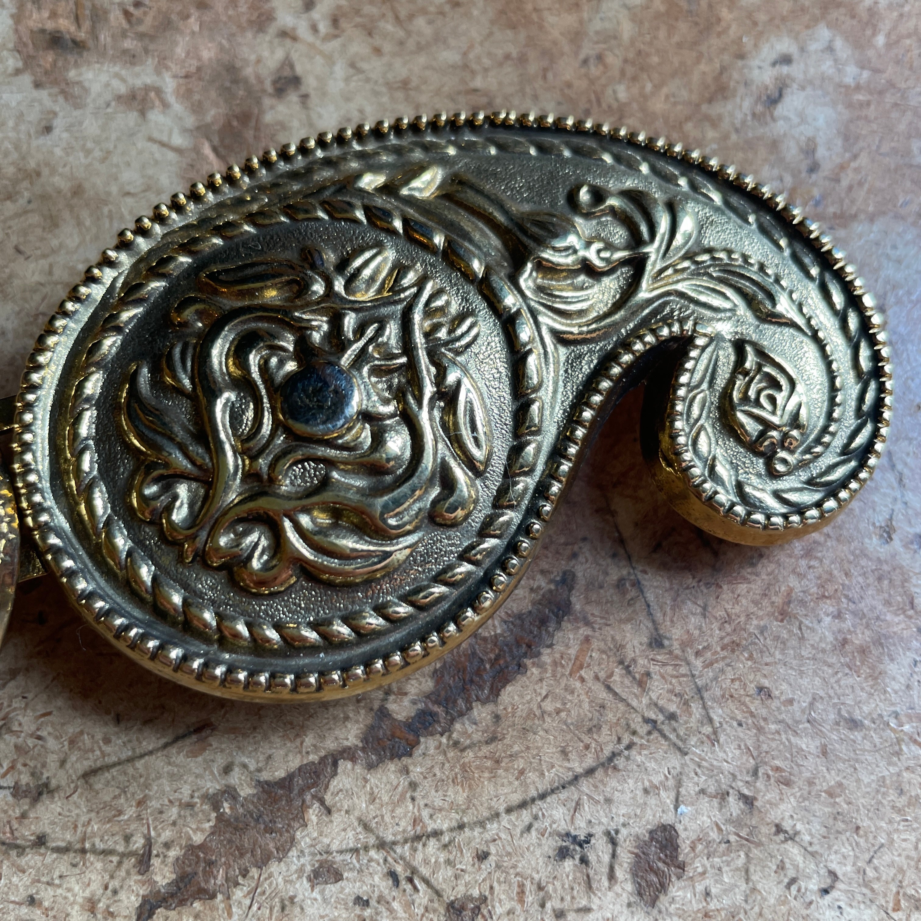 vintage two-piece paisley belt buckle