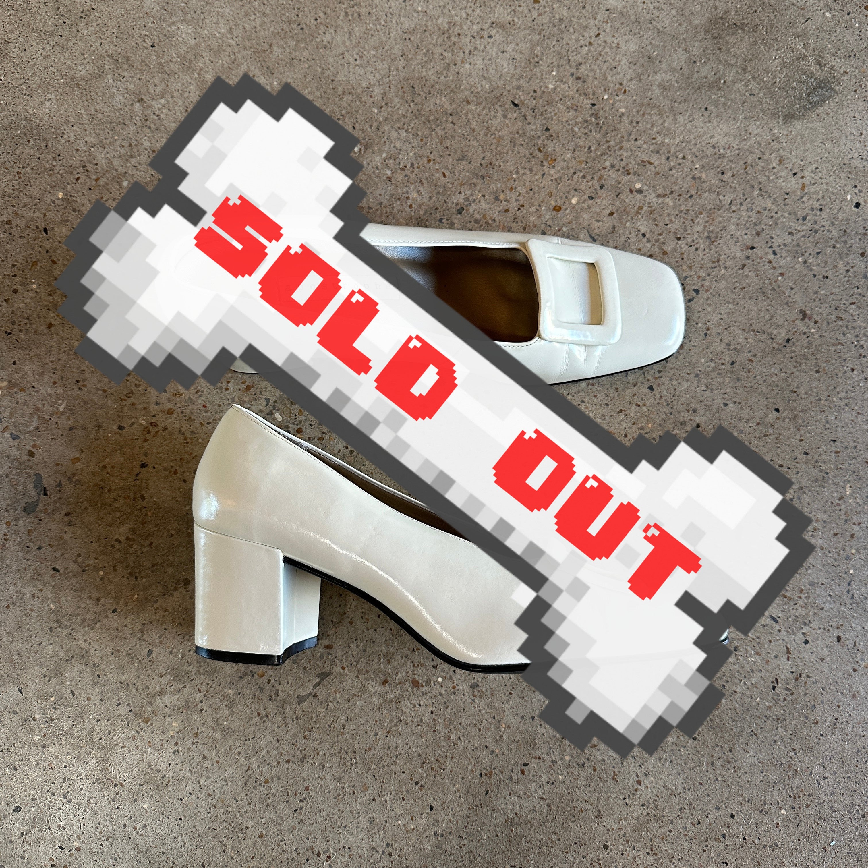 vintage white leather square toe buckle heeled loafers