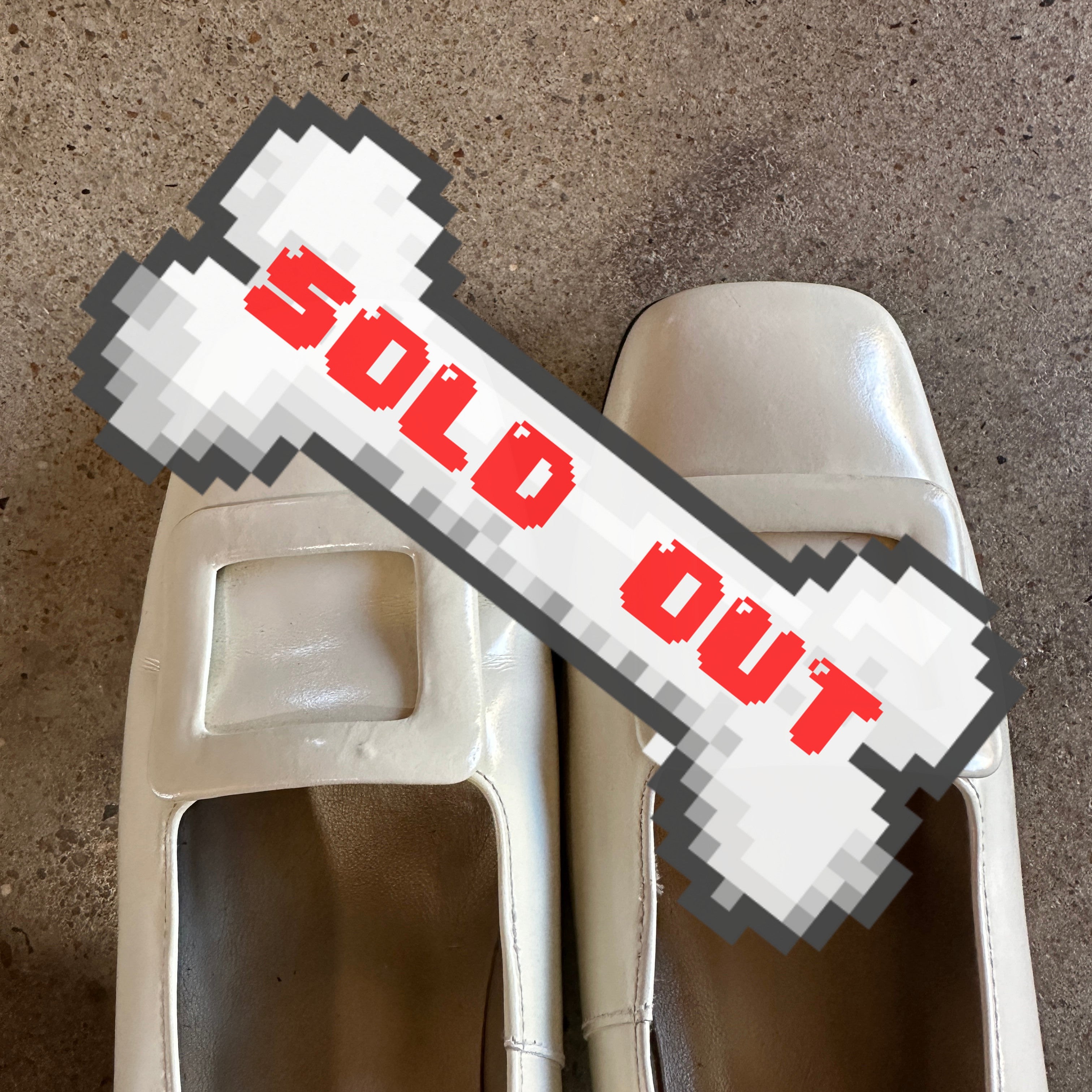 vintage white leather square toe buckle heeled loafers