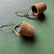 vintage wooden bucket earrings